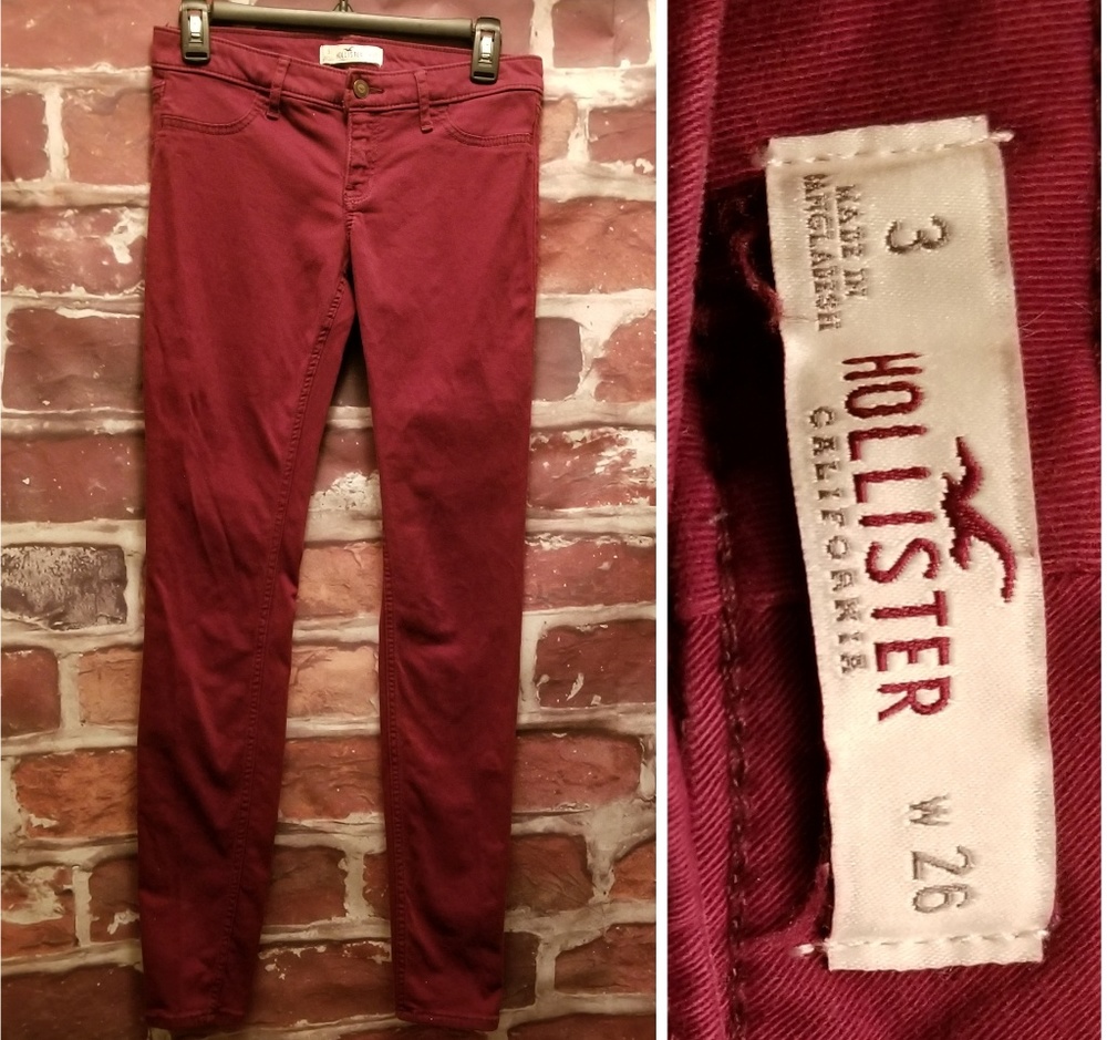 Deep Red Hollister Super Skinny Low Rise Pants